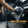 borophene-coating-Motor-Headz-00004 Shiny black car being polished with microfiber cloth for a glass-like finish.