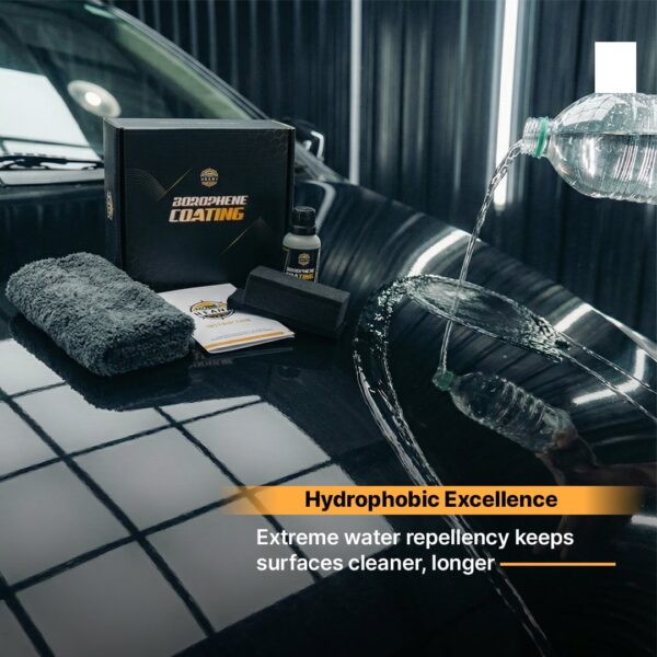 borophene-coating-Motor-Headz-00006 Hydrophobic car coating waterproofing for vehicle paint protection and shine enhancement.